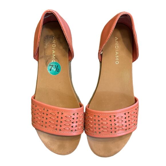 Andiamo Abailey Weave Flats/Sandals Salmon Peach 7.5 7.5W Boho Faux Leather - Picture 2 of 9